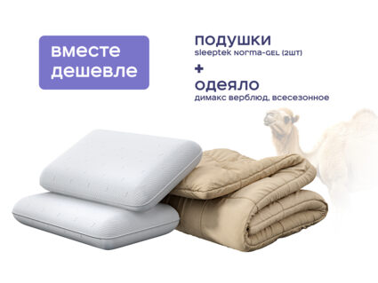 Одеяло Димакс Верблюд всесезонное + 2 подушки Sleeptek Norma-GEL 1473